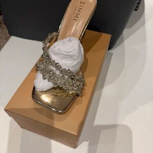 Simmi London Gold Embellished Heels